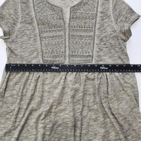 Knox Rose Embroidered Babydoll Top Women M Beaded‎ Garment Dyed Green - Picture 7 of 11